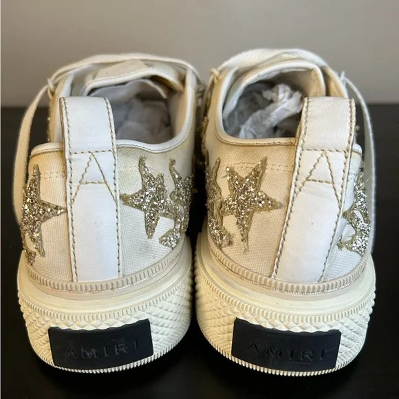 AMIRI Cream Sneakers with Silver Stars - Picture 3 of 10